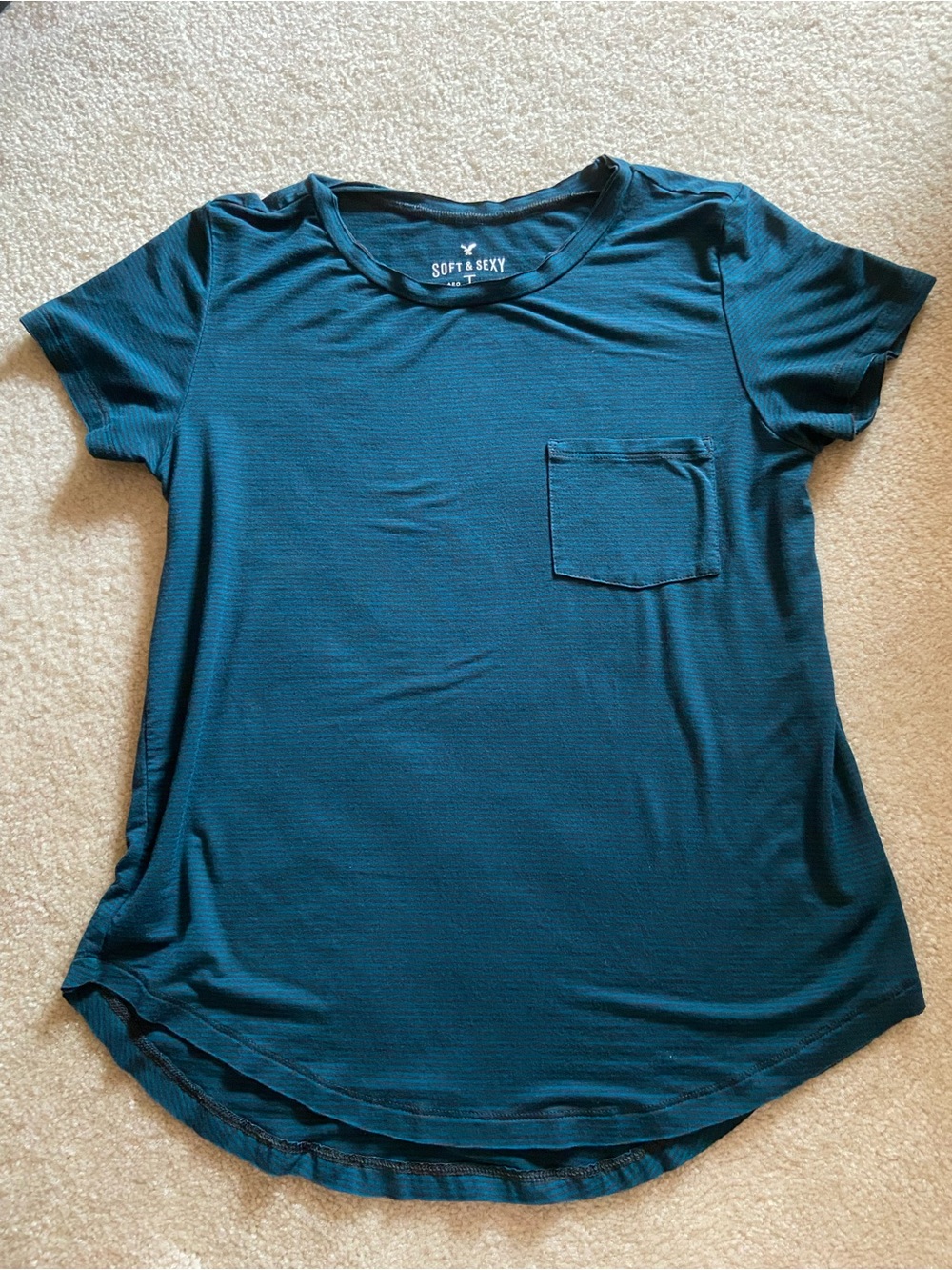 American Eagle Outfitters Teal Short-Sleeve Pocket Tee